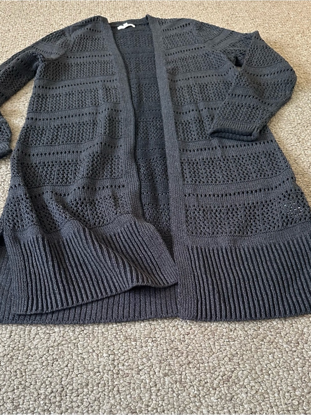 Maurices Charcoal Blue/Gray Open-Front Textured Knit Cardigan